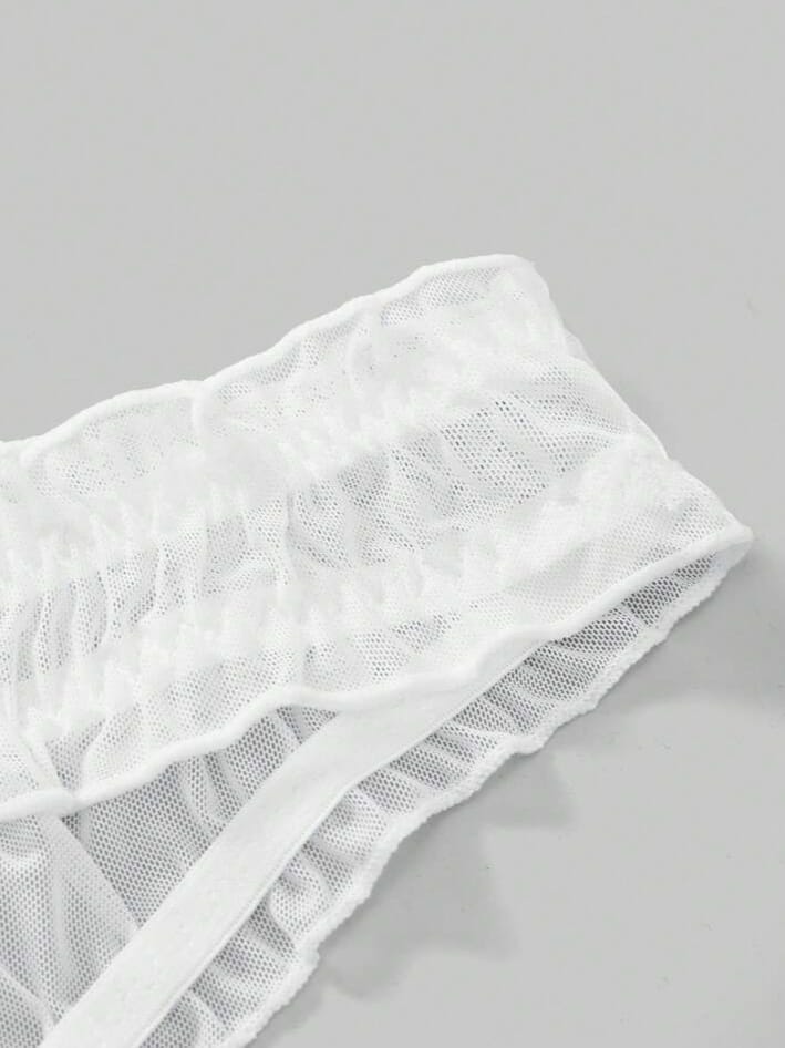 White "KISS ME" mesh brief
